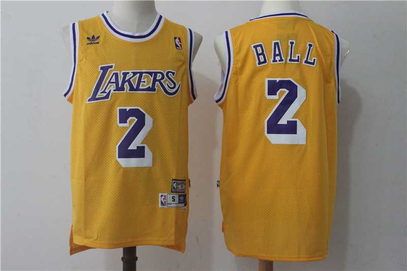 Los Angeles Lakers #2 Lonzo Ball Yellow Hardwood Classics Jersey,We sell and wholesale Los Angeles Lakers #2 Lonzo Ball Yellow Hardwood Classics Jersey on line form chian!